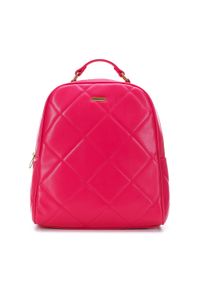 Wittchen - Damski plecak z geometrycznie pikowanym przodem różowy. Kolor: różowy. Materiał: skóra ekologiczna. Wzór: geometria #1