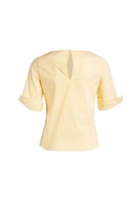 VEVA - Damska Bluzka z Kieszeniami Paski Żółty. Kolor: żółty. Materiał: materiał, lycra, bawełna. Długość rękawa: krótki rękaw. Wzór: paski #2