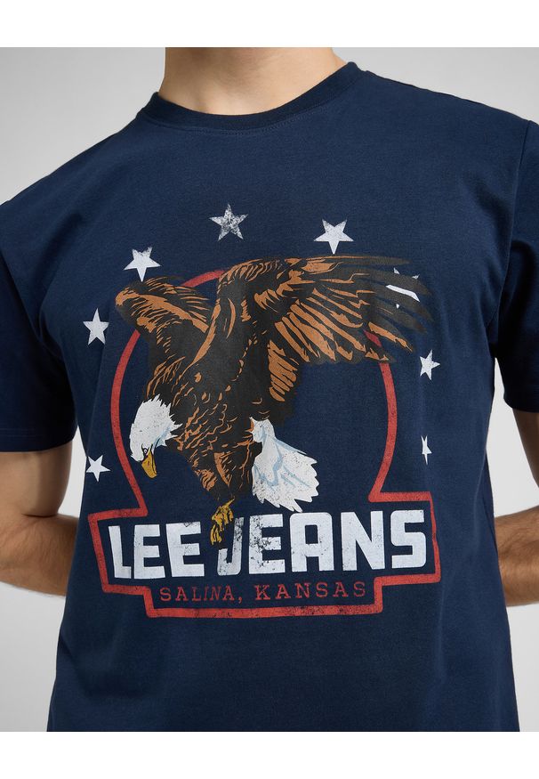 Lee - MESKA KOSZULKA LEE ESSENTIAL GRAPHIC TEE RIVET NAVY 112372360