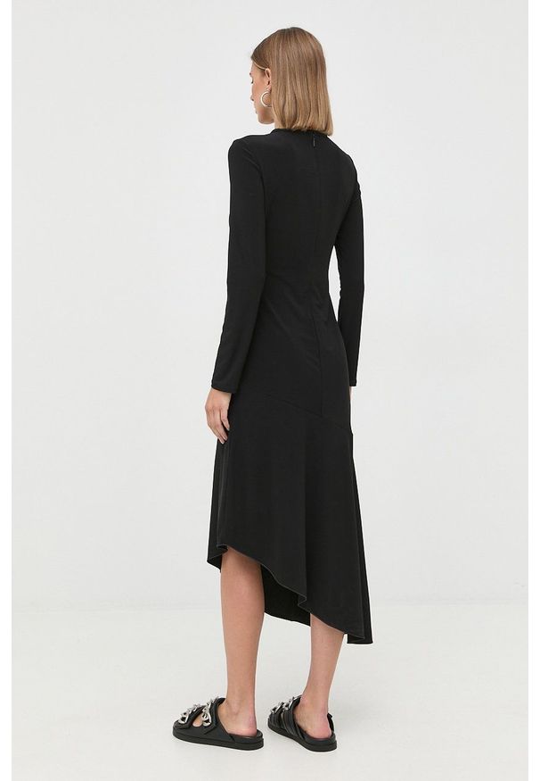 Max Mara Leisure sukienka kolor czarny midi prosta. Okazja: na co dzień. Kolor: czarny. Materiał: dzianina. Długość rękawa: długi rękaw. Wzór: gładki. Typ sukienki: proste. Styl: casual. Długość: midi