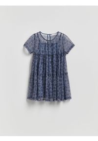 Reserved - Dwuwarstwowa sukienka - granatowy. Kolor: niebieski. Materiał: materiał