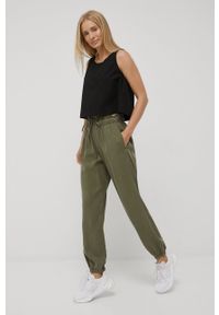 Deha spodnie damskie kolor zielony joggery high waist. Stan: podwyższony. Kolor: zielony. Materiał: tkanina, lyocell, materiał, jedwab #4