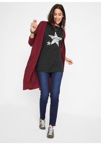bonprix - Długi shirt, długi rękaw. Kolor: czarny. Długość rękawa: długi rękaw. Długość: długie. Wzór: nadruk