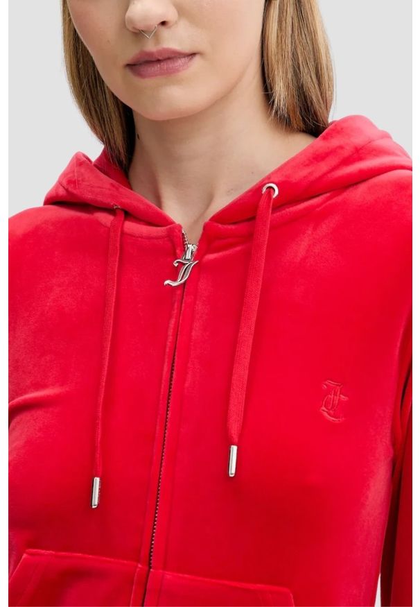 Juicy Couture - JUICY COUTURE Czerwona bluza damska Robertson Hoodie, Rozmiar M. Okazja: na co dzień. Kolor: czerwony. Materiał: materiał. Styl: casual, klasyczny