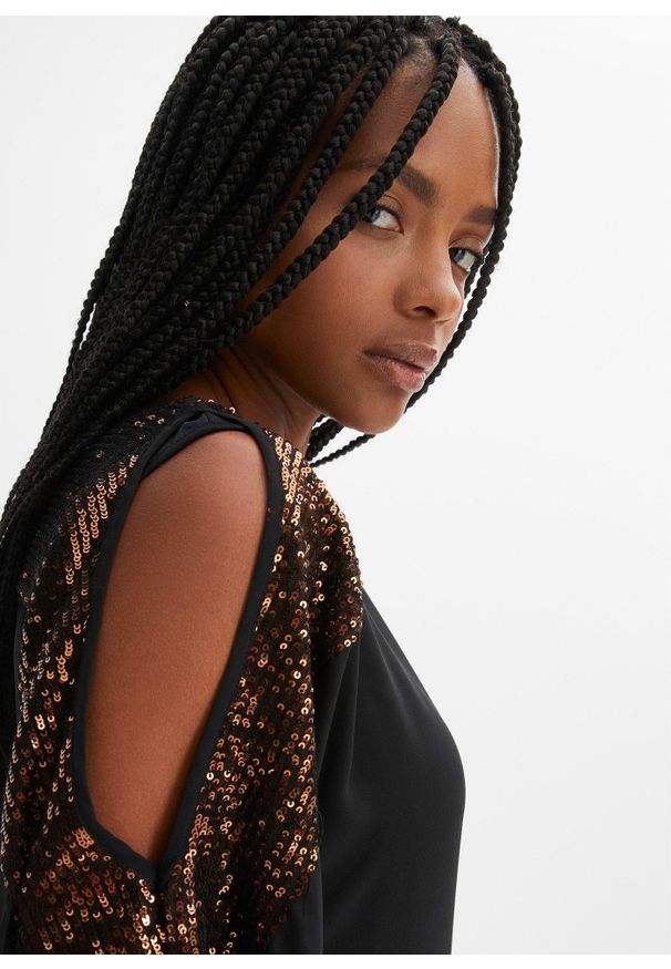 bonprix - Tunika z cekinami. Kolor: czarny