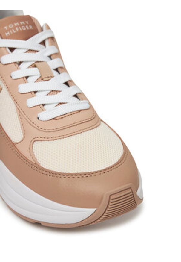TOMMY HILFIGER - Tommy Hilfiger Sneakersy Th Chunky Runner FW0FW08474 Beżowy. Kolor: beżowy. Materiał: skóra