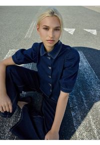 Reserved - Jeansy wide leg - granatowy. Kolor: niebieski #1