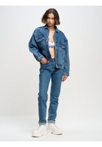Big-Star - Spodnie jeans damskie proste z kolekcji Authentic 400. Kolor: niebieski. Wzór: haft, aplikacja. Sezon: lato. Styl: sportowy, vintage, klasyczny, elegancki