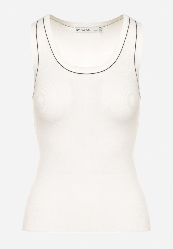 Born2be - Biało-Czarny Top z Modalem i Wiskozą Sanilatia. Okazja: na co dzień. Kolor: biały. Materiał: wiskoza. Sezon: lato, wiosna. Styl: elegancki, casual
