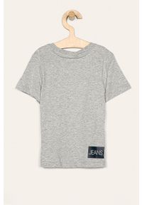 Calvin Klein Jeans - T-shirt dziecięcy 104-176 cm. Okazja: na co dzień. Kolor: szary. Materiał: bawełna, poliester, dzianina. Wzór: nadruk. Styl: casual #3
