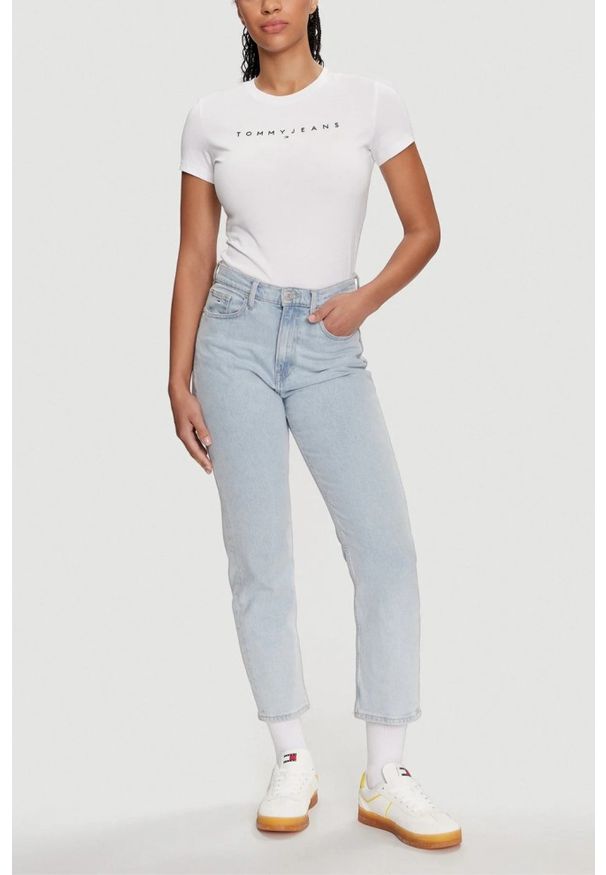 Tommy Jeans - TOMMY JEANS Biały t-shirt damski, Rozmiar S. Kolor: biały