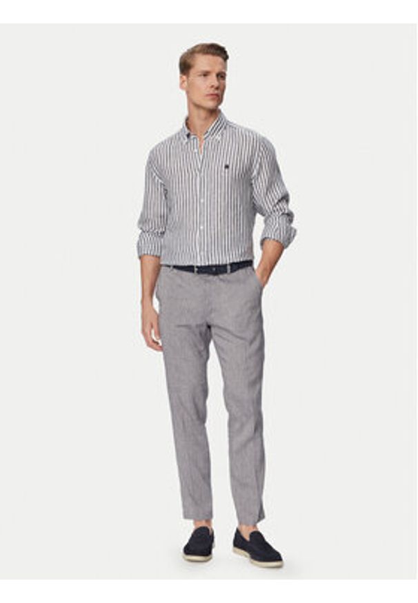 BOSS Koszula H-Liam 50560595 Granatowy Regular Fit. Kolor: niebieski. Materiał: len