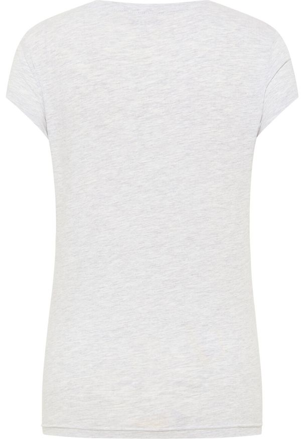 Mustang - MUSTANG Alina C Logo Tee Damski T-shirt Koszulka Light Grey Melange 1013222 4141
