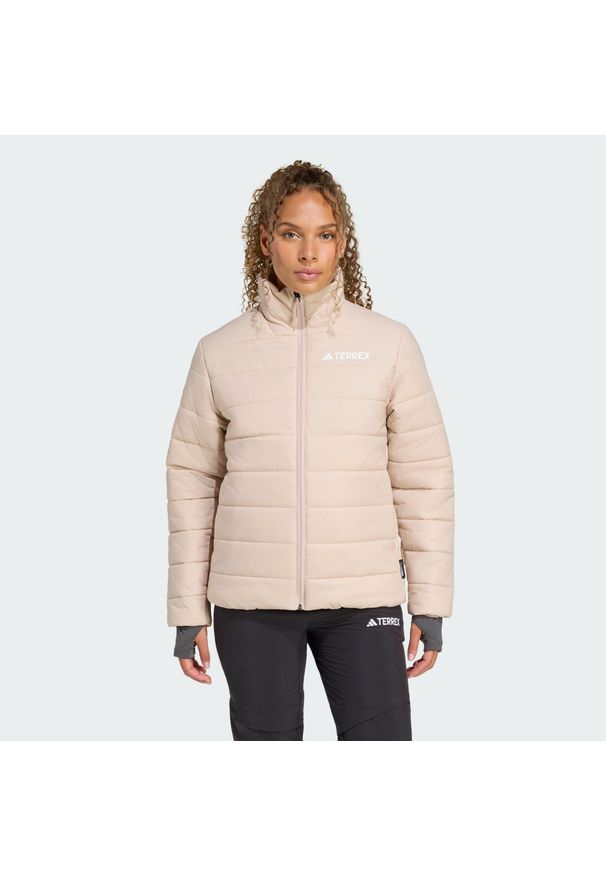 Adidas - Kurtka ocieplana Terrex Multi Essentials. Kolor: beżowy. Materiał: puch. Technologia: ClimaWarm (Adidas). Sport: turystyka piesza