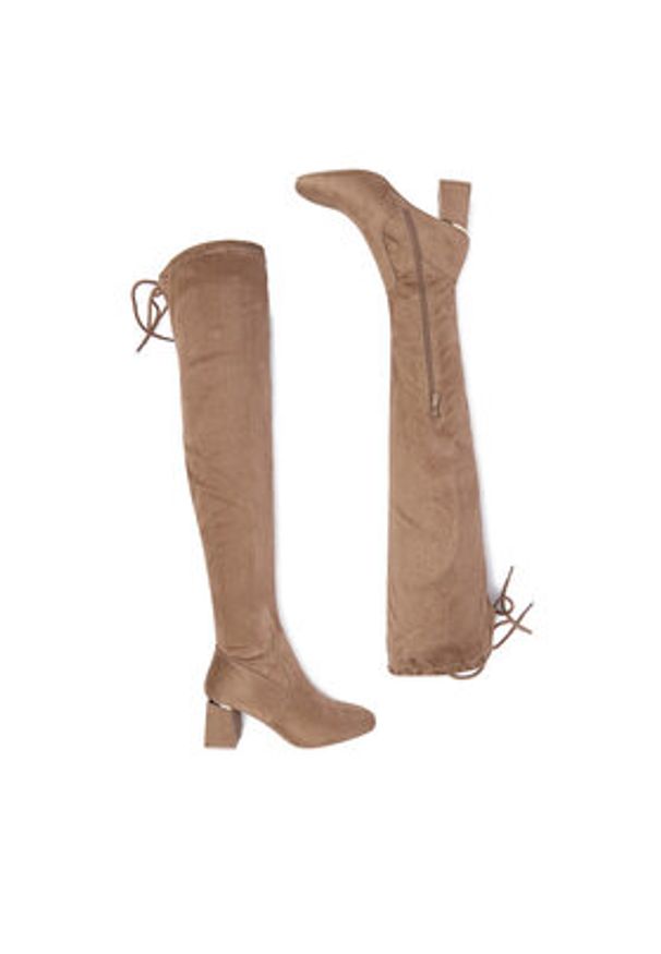 DeeZee Kozaki HX19021-21 Beżowy. Kolor: beżowy. Materiał: materiał