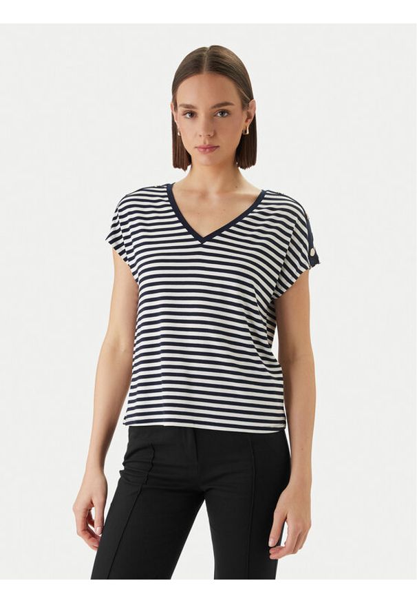 Morgan T-Shirt 261-DIVA Granatowy Regular Fit. Kolor: niebieski. Materiał: wiskoza