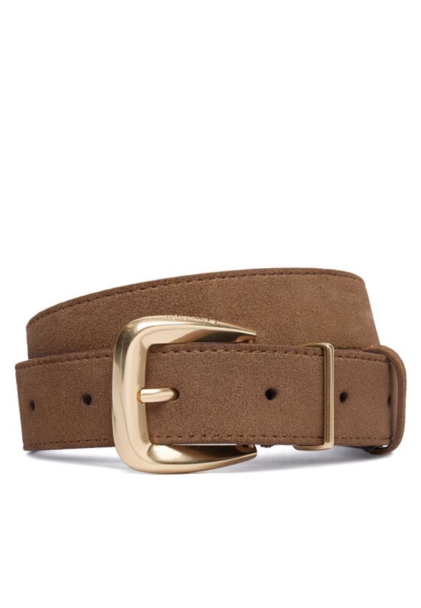 Calvin Klein Pasek Hw End Tip Buckle Suede 30Mm LV04F7114G Brązowy. Kolor: brązowy. Materiał: zamsz, skóra