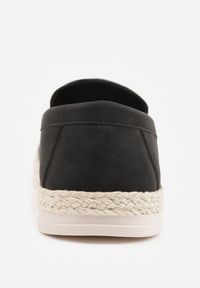 Born2be - Czarne Półbuty Typu Mokasyny z Plecionką Aigalira. Okazja: na co dzień. Kolor: czarny. Materiał: jeans. Styl: klasyczny, casual, elegancki #3