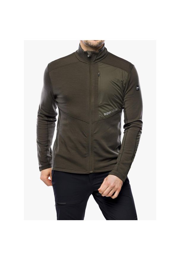 SUPER.NATURAL - Bluza rozpinana męska Super.natural Adventure Track. Kolor: zielony