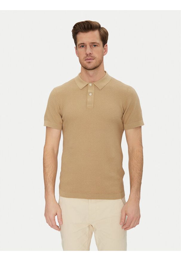 Blend Polo 20718361 Beżowy Regular Fit. Typ kołnierza: polo. Kolor: beżowy. Materiał: bawełna