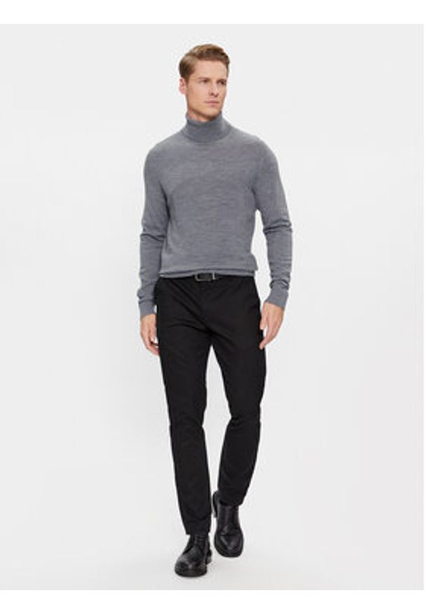 Calvin Klein Golf Superior K10K110420 Szary Slim Fit. Typ kołnierza: golf. Kolor: szary. Materiał: wełna
