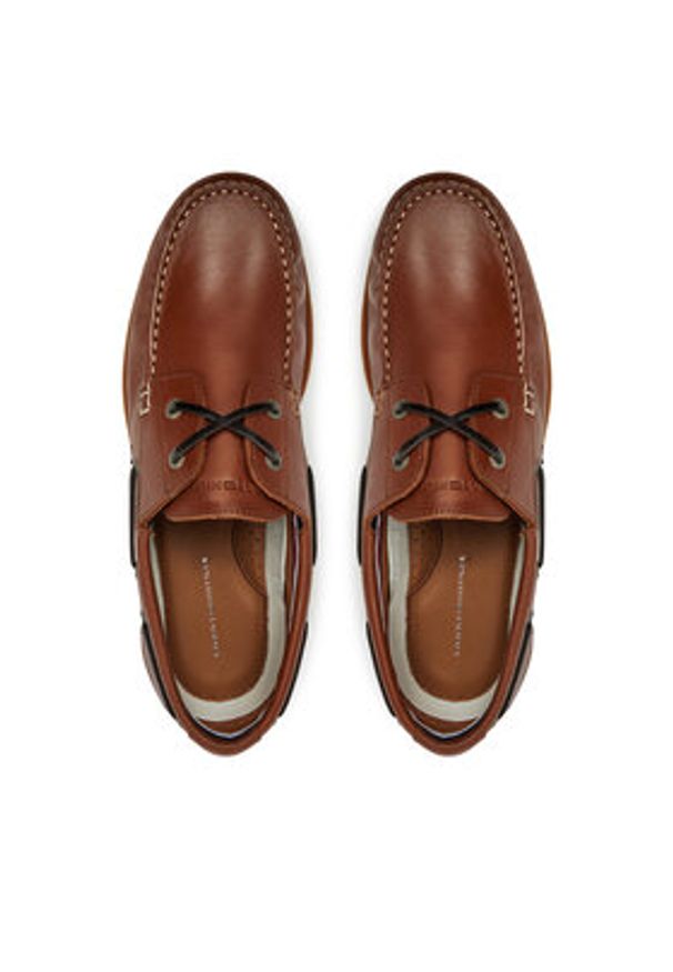 TOMMY HILFIGER - Tommy Hilfiger Półbuty Th Boat Shoe Core Lth FM0FM05569 Brązowy. Kolor: brązowy. Materiał: skóra