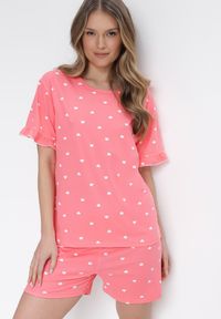 Born2be - Różowy 2-częściowy Komplet Piżamowy z T-shirtem i Szortami Brionne. Kolor: różowy #1
