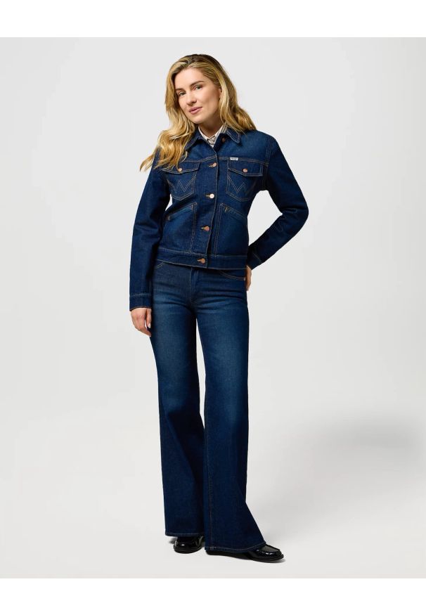 Wrangler - DAMSKA KURTKA JEANSOWA WRANGLER HERITAGE JACKET WHIRLPOOL 112373035. Materiał: jeans