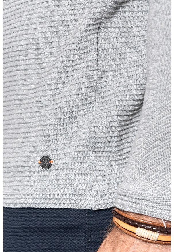 Mustang - SWETER MĘSKI MUSTANG Emil C Structure MID GREY MELANGE 1008255 4140