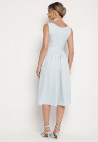 Born2be - Niebieska Klasyczna Rozkloszowana Sukienka Vices Tolissela. Okazja: na co dzień. Kolor: niebieski. Wzór: aplikacja, gładki. Styl: klasyczny #3