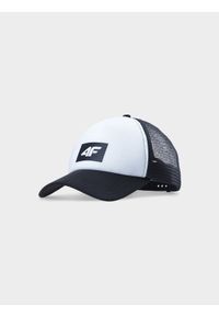 4f - Czapka z daszkiem snapback uniseks - czarna. Kolor: czarny. Materiał: syntetyk, neopren, materiał. Wzór: nadruk. Sezon: lato. Styl: sportowy, casual