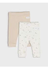 Sinsay - Legginsy 2 pack - beżowy. Kolor: beżowy. Materiał: bawełna, włókno