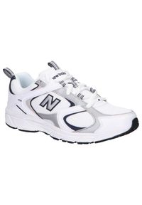 Buty lekkie wygodne białe sportowe sneakersy męskie New Balance. Kolor: szary, biały, wielokolorowy. Materiał: syntetyk. Szerokość cholewki: normalna. Sport: turystyka piesza