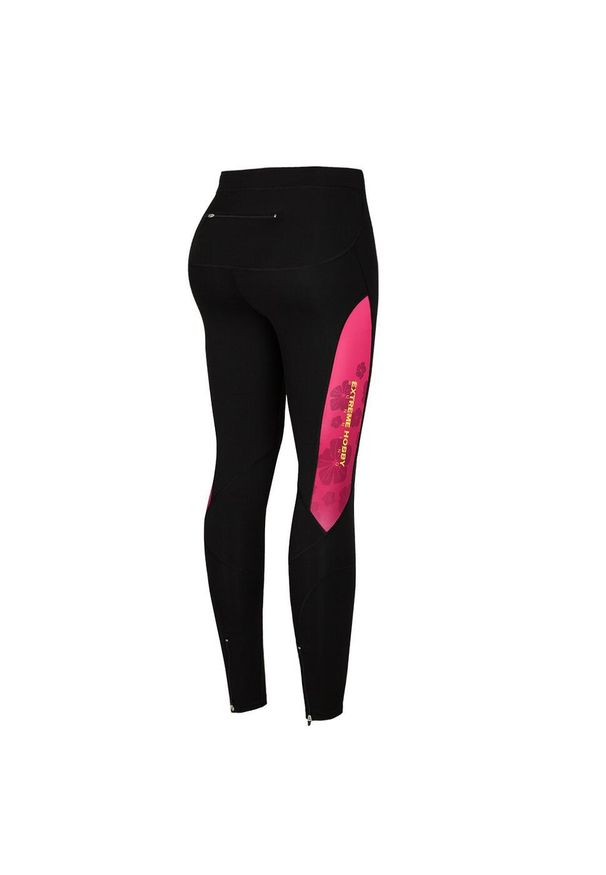 Legginsy do biegania damskie EXTREME HOBBY FLOWERS. Kolor: różowy. Materiał: poliester, elastan. Sezon: jesień, wiosna. Sport: kolarstwo, bieganie