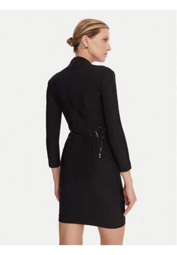 Elisabetta Franchi Sukienka koktajlowa AB-797-57E2-V590 Czarny Slim Fit. Kolor: czarny. Materiał: syntetyk. Styl: wizytowy
