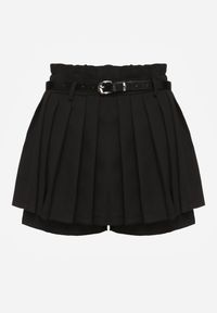 Renee - Czarne Spódnico-Szorty Plisowane High Waist Ozdobione Paskiem Eranivia. Okazja: na co dzień. Stan: podwyższony. Kolor: czarny. Wzór: aplikacja. Sezon: lato. Styl: casual, elegancki #5