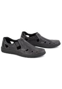 Joker Buty męskie skórzane na lato wsuwane 500J szare. Zapięcie: bez zapięcia. Kolor: szary. Materiał: skóra. Sezon: lato #4