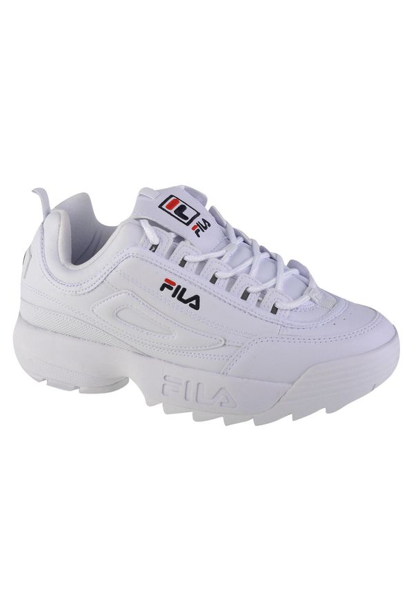 Buty sportowe Sneakersy dziewczęce Fila Disruptor Teens. Kolor: biały. Materiał: guma, skóra, syntetyk, materiał, tkanina. Sport: turystyka piesza