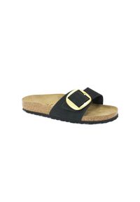 Klapki damskie Birkenstock Madrid Big Buckle. Kolor: czarny. Materiał: skóra