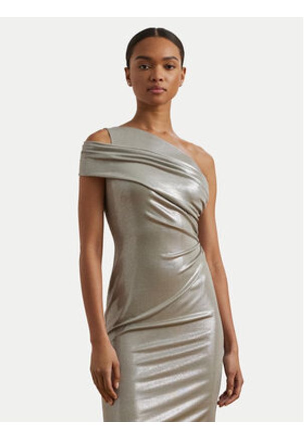 Lauren Ralph Lauren - LAUREN RALPH LAUREN Sukienka koktajlowa 253970802001 Srebrny Slim Fit. Kolor: srebrny. Materiał: syntetyk. Styl: wizytowy