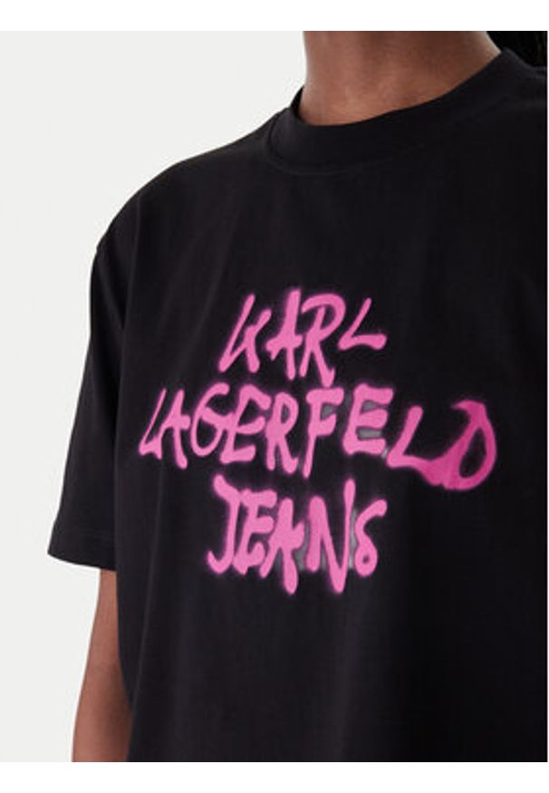 Karl Lagerfeld Jeans T-Shirt B1W17054 Czarny Relaxed Fit. Kolor: czarny. Materiał: bawełna