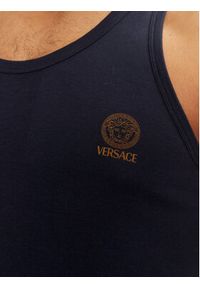 VERSACE - Versace Tank top AUU01012 1A1001 Granatowy Regular Fit. Kolor: niebieski. Materiał: bawełna