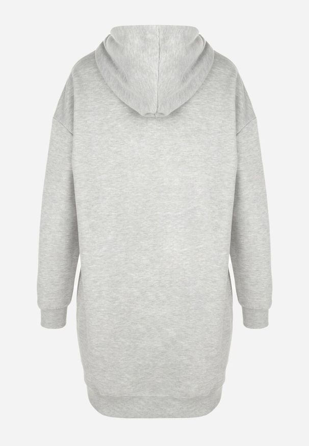 Born2be - Jasnoszara Bluza Długa z Kapturem Nilalra. Okazja: na co dzień. Typ kołnierza: kaptur. Kolor: szary. Materiał: bawełna, polar, tkanina, dresówka. Długość: długie. Styl: casual, sportowy