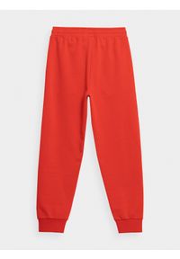 4f - Spodnie dresowe joggery chłopięce. Okazja: na co dzień. Kolor: czerwony. Materiał: dresówka. Styl: casual