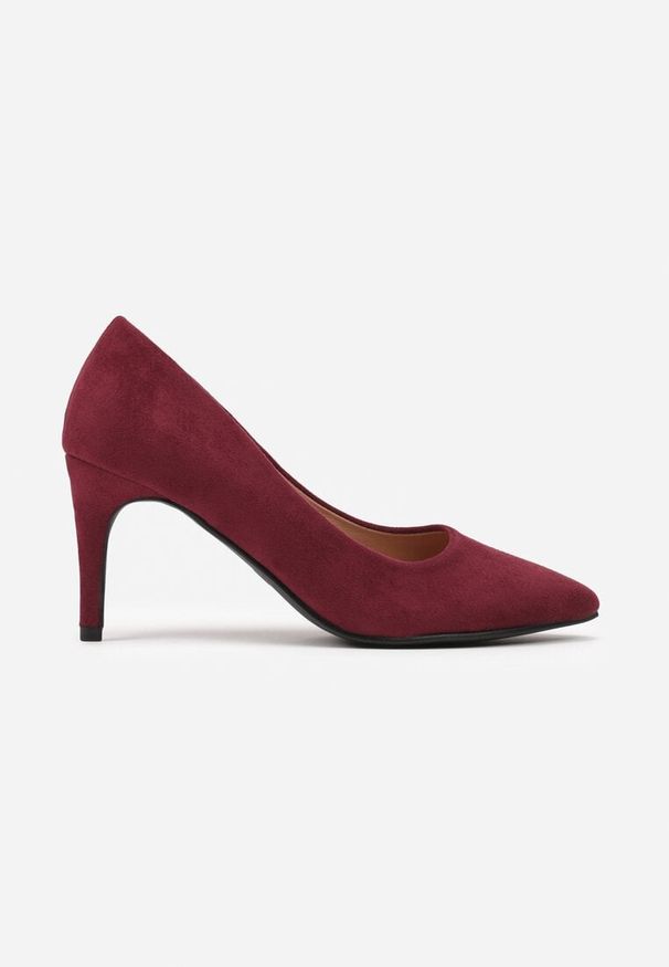 Renee - Bordowe Casualowe Czółenka na Szpilce z Wkładką ze Skóry Naturalnej Cleinae. Okazja: na co dzień. Kolor: czerwony. Materiał: skóra. Obcas: na szpilce. Styl: casual. Wysokość obcasa: średni