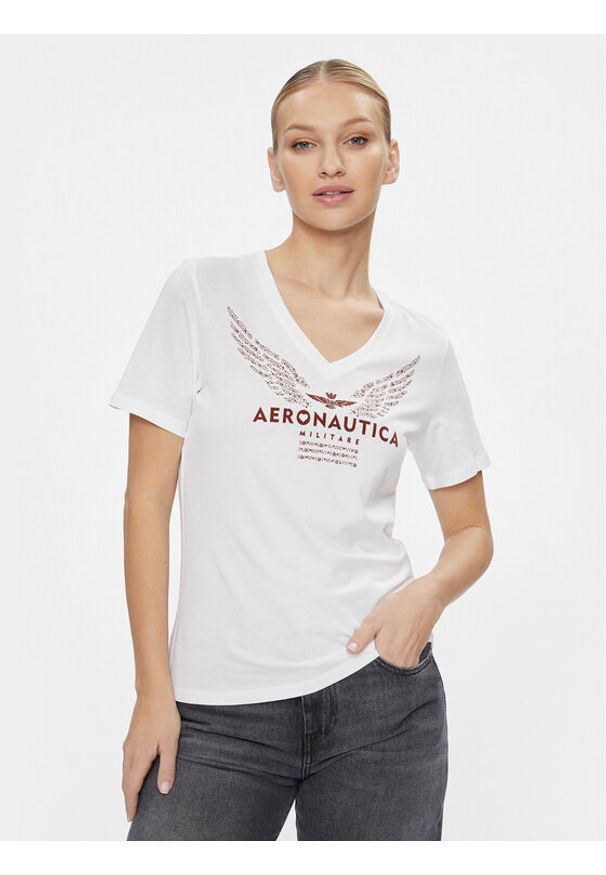 Aeronautica Militare T-Shirt 232TS2172DJ570 Biały Regular Fit. Kolor: biały. Materiał: bawełna