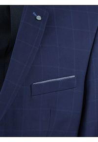 Elegancki Garnitur (Ślub, Studniówka) - Casino - Granat, Delikatna Krata. Materiał: poliester, wiskoza. Wzór: kratka #14
