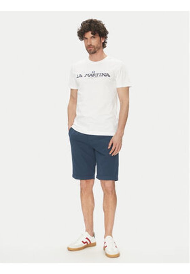 La Martina T-Shirt Aguer MAR304 JS206 Biały Regular Fit. Kolor: biały. Materiał: bawełna