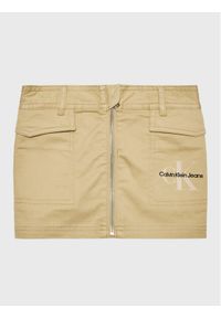 Calvin Klein Jeans Spódnica Monogram IG0IG01824 Beżowy Regular Fit. Kolor: beżowy. Materiał: bawełna