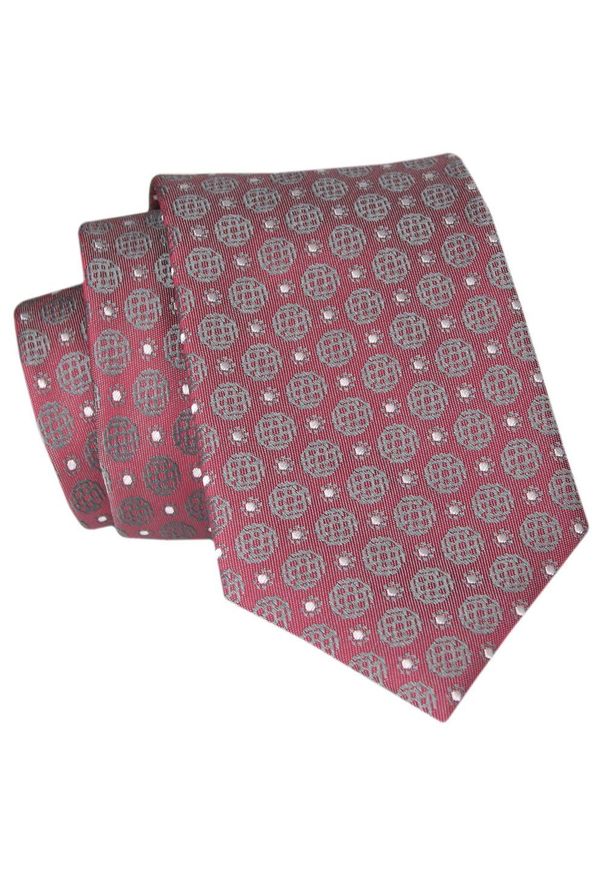 Krawat Angelo di Monti - Bordowy w Grochy. Kolor: czerwony. Materiał: tkanina. Wzór: grochy. Styl: elegancki, wizytowy